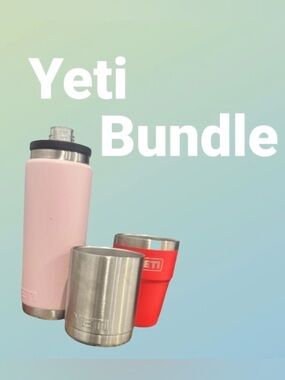 UPDATED - lost lid found - Yeti bundle Rambler water bottle & stackable cups